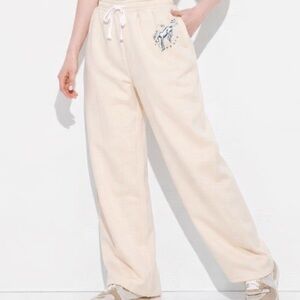 Women’s Grayson Threads Wide Leg Ford Mustang Sweatpants Beige Size L